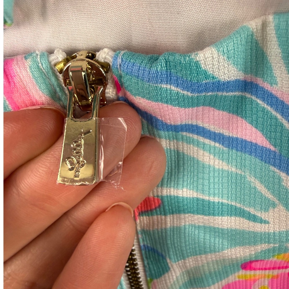 Lilly Pulitzer Tropical Punch Shelli Stretch Dress Floral Cotton Adj Strap Sz 8 - Picture 5 of 15